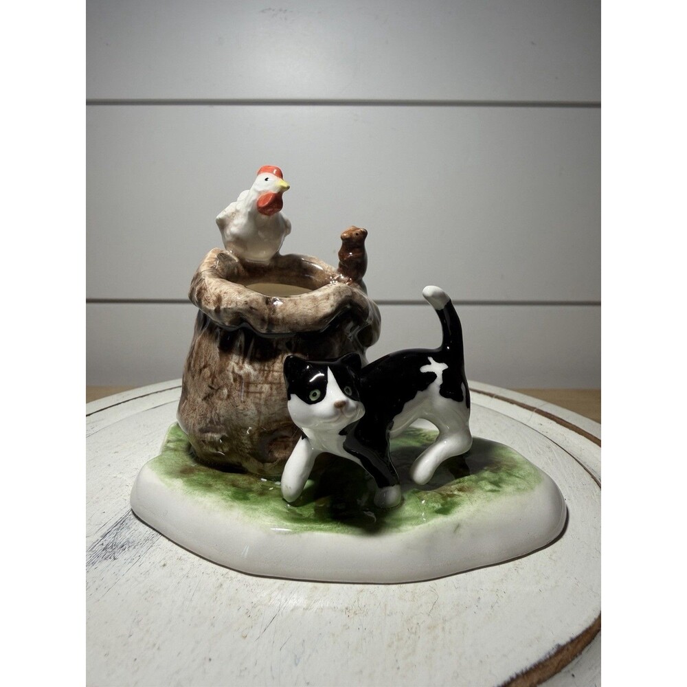 Vintage Schmid “Old Tom” Lowell Davis Toothpick Tuxedo Cat, Hen, Squirrel